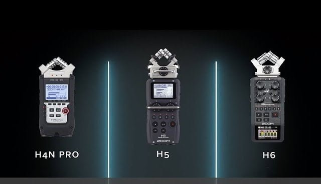 Image of three different Zoom portable audio recorders