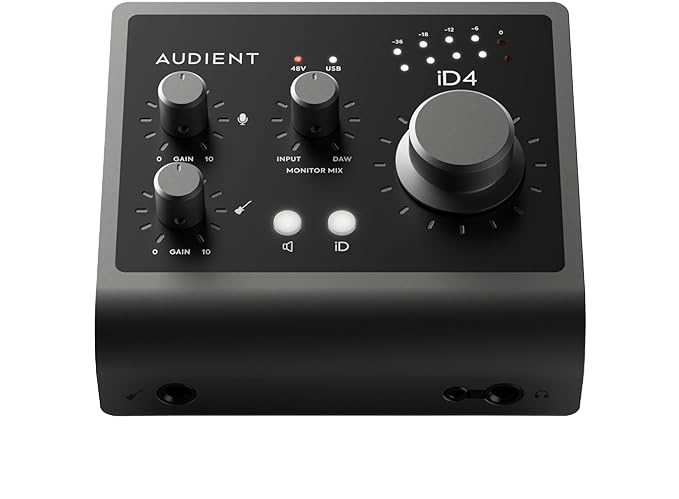 Audient audio interface with multiple input and output controls