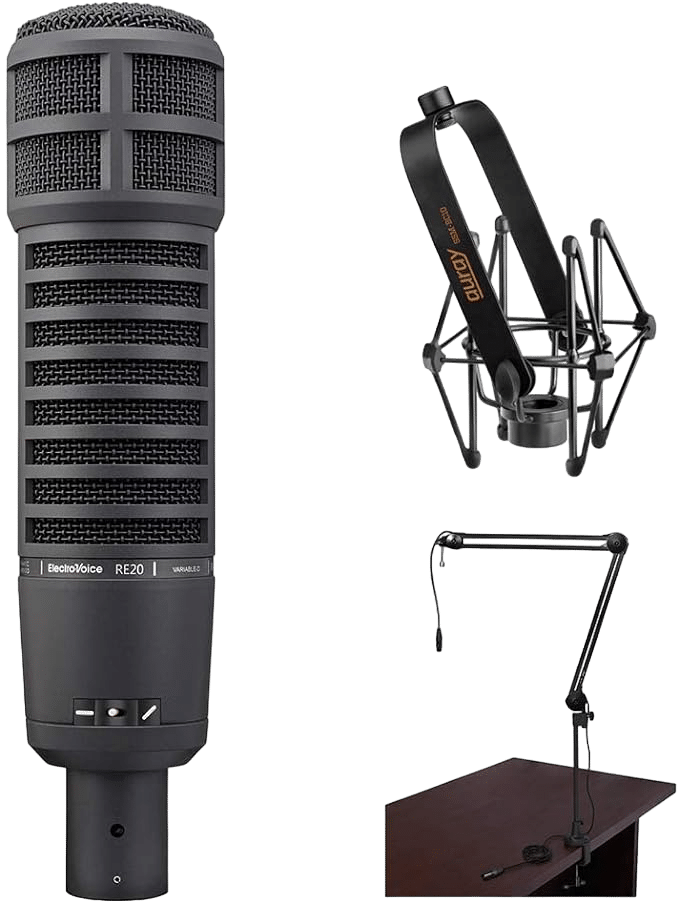 dynamic microphone with pop filter and shock mount